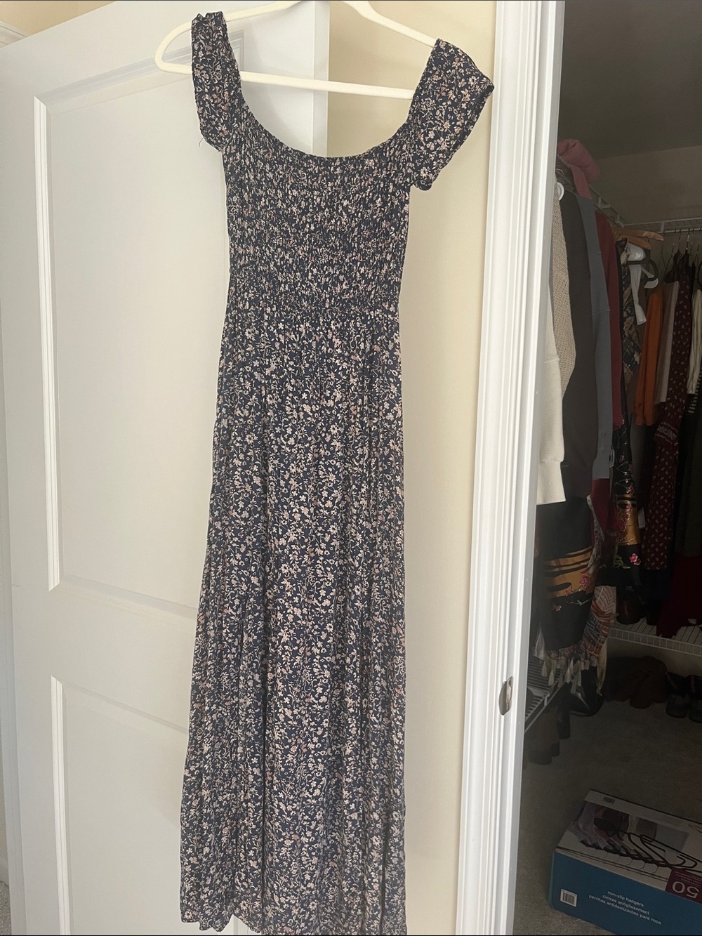LF Navy Maxi Dress with Blush Floral Print